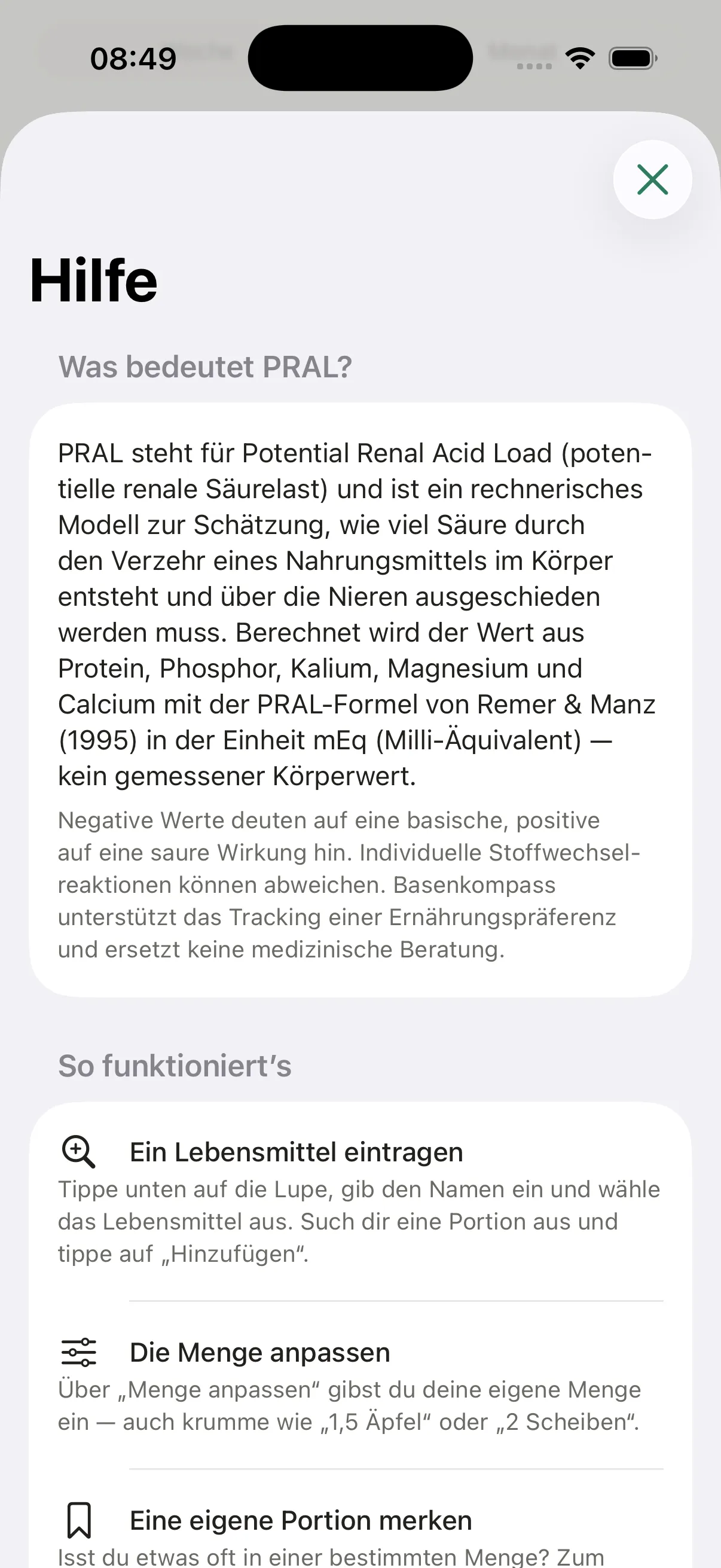 PRAL-Info-Sheet mit Erklärung der Formel und Datenquelle